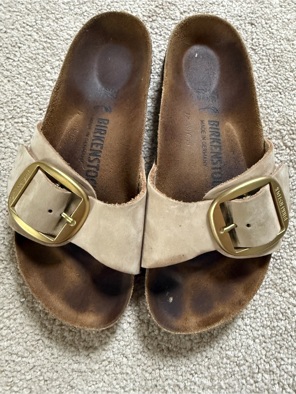 Birkenstock Suede Footbed Slides in Brown